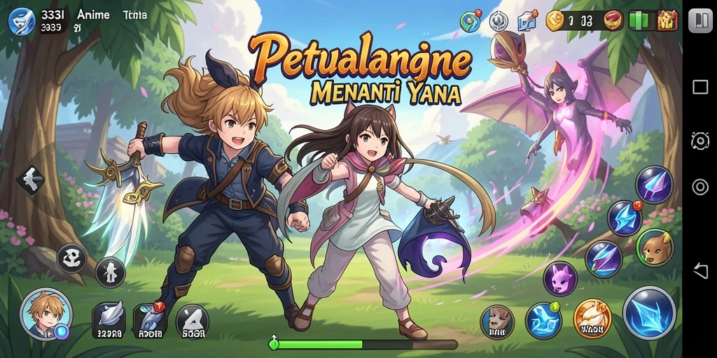 Tampilan screenshot dari gameplay seru 333I dengan karakter anime.