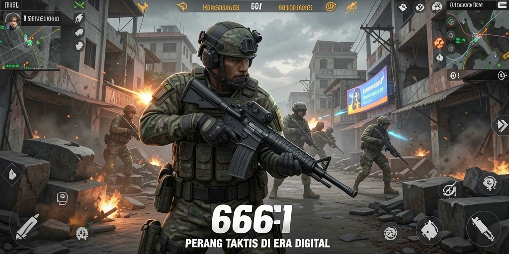 Tangkapan layar utama gameplay FPS yang intens di 666I.