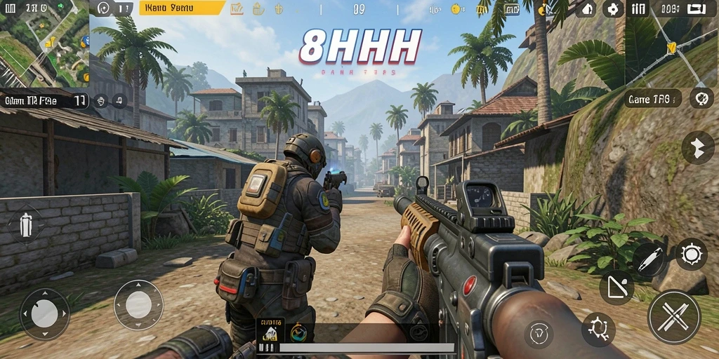 Screenshot permainan TPS 8HHH dengan aksi menembak yang seru.