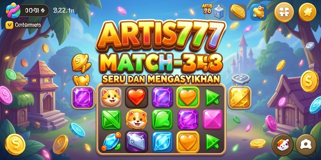 Tampilan Screenshot ARTIS777 dengan gameplay Match-3 yang menyenangkan.