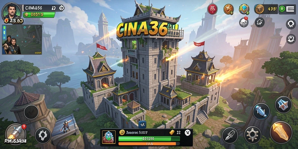 Tampilan gameplay seru CINA365 dalam genre Tower Defense.