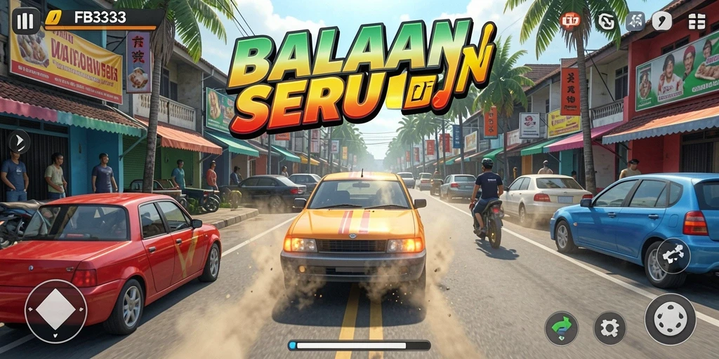 Screenshot FB333 menampilkan aksi balapan yang mendebarkan.