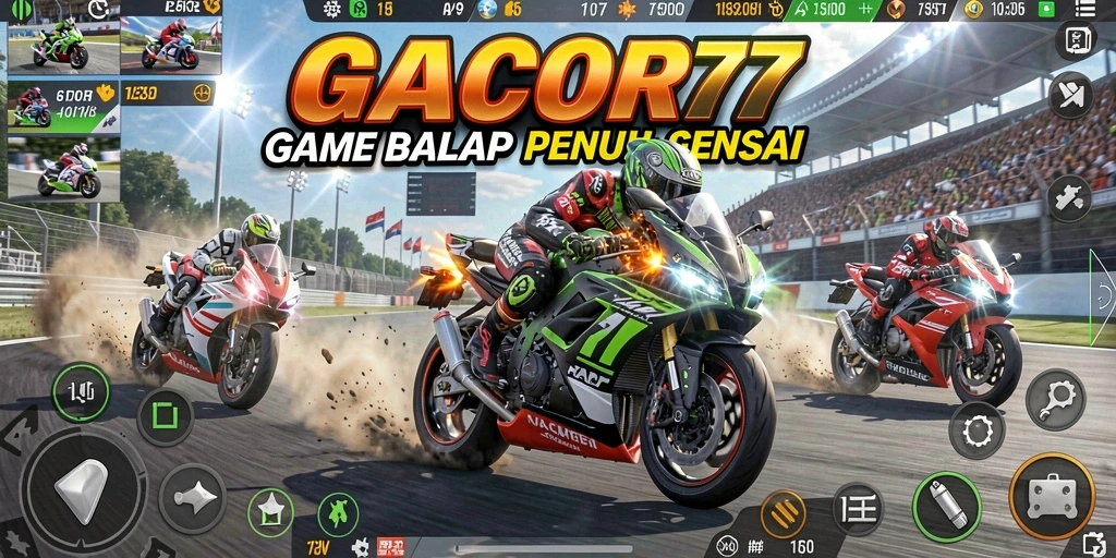 Gameplay seru balapan motor di GACOR77 yang sangat menegangkan.