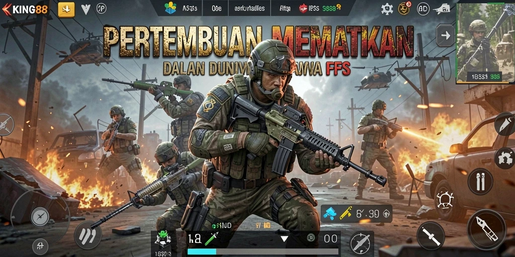 Gameplay mendebarkan di KING88 menunjukkan aksi tembak-menembak yang intens.