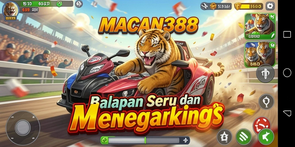 Tampilan gameplay balapan yang mendebarkan di MACAN388.