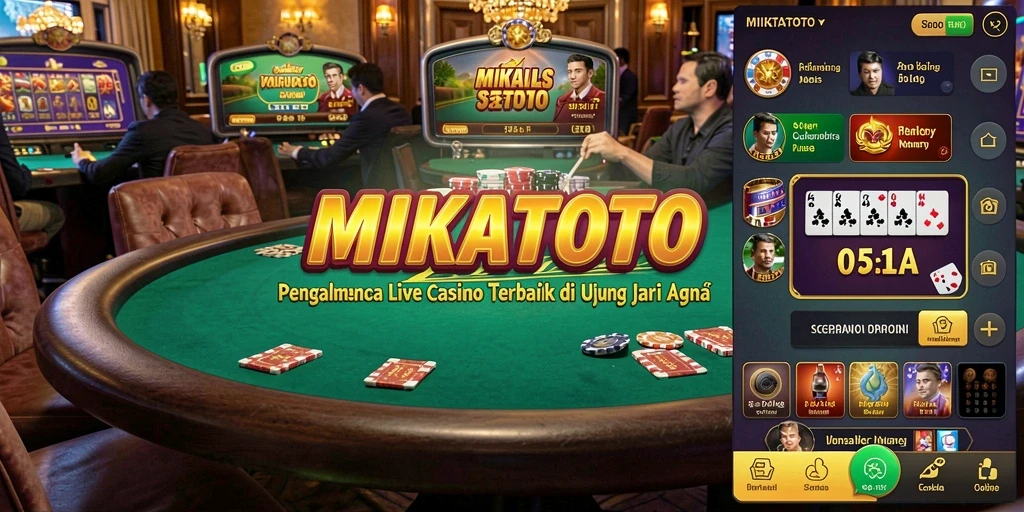 Screenshot gameplay MIKATOTO menampilkan suasana kasino yang meriah.