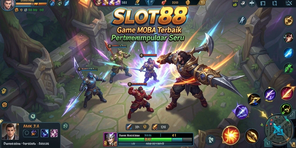 Tampilan luar biasa gameplay <strong>SLOT88</strong> dalam pertempuran MOBA yang intens.