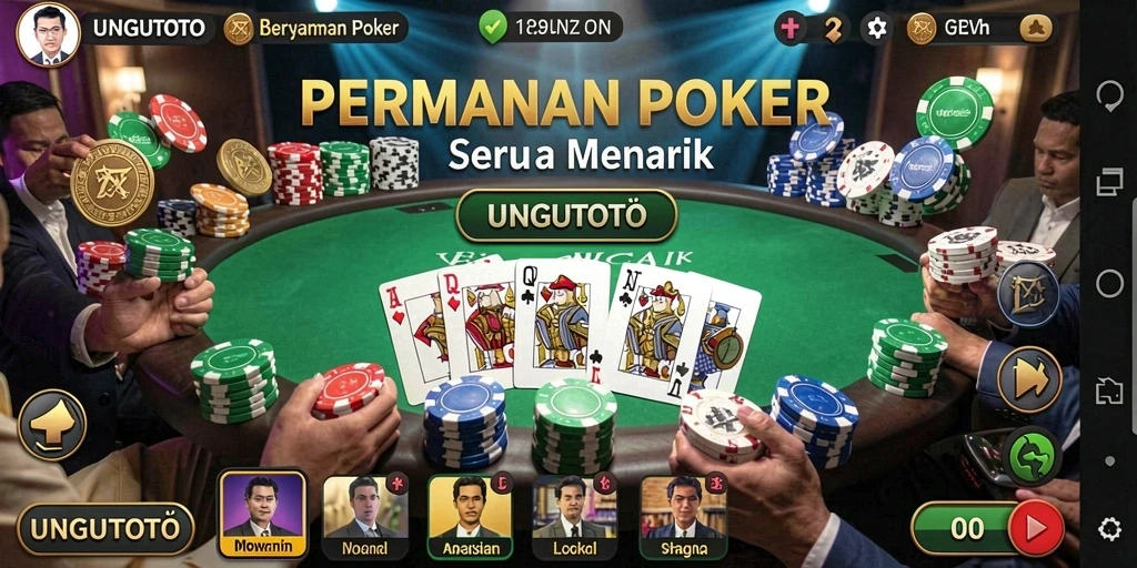 Tampilan gameplay poker yang seru dan mendebarkan.