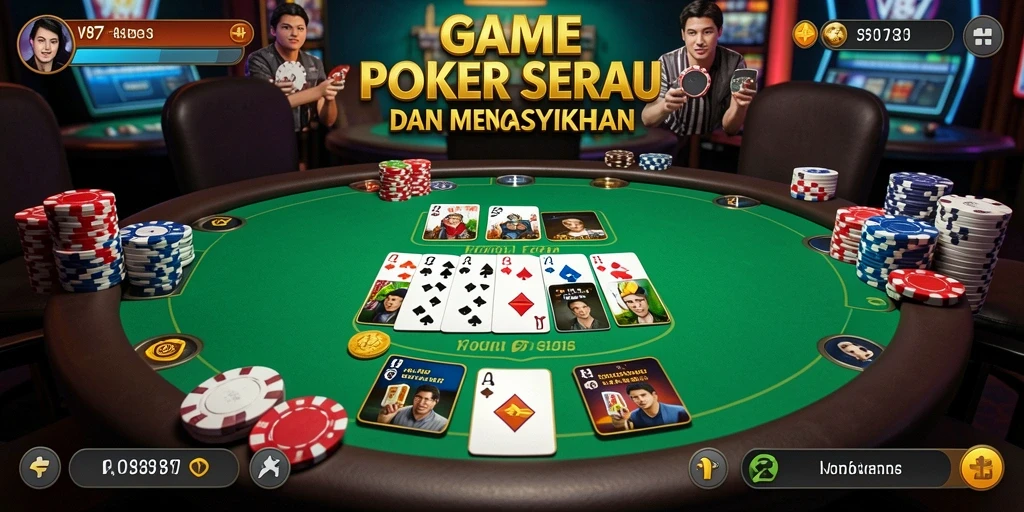 Tampilan gameplay Poker yang mendebarkan di V87.