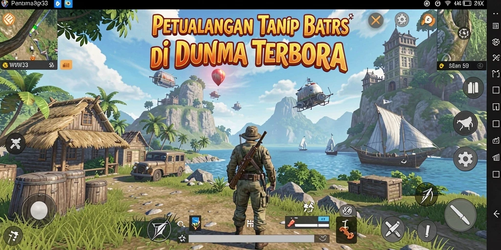 Tangkapan layar WOW33 menunjukkan aksi seru dalam dunia terbuka.